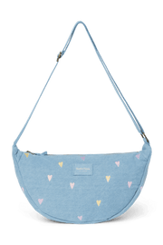 Denim Fanny Pack for Adults Light Blue Hearts