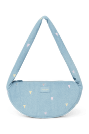 Denim Mini Cross Body Bag Light Blue Hearts