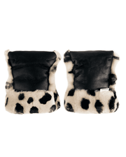 Sheepskin Hand Warmers Buggy Mittens Black Leopard