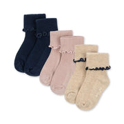 3-Pack Ruffled Socks Navy / Cream / Blush