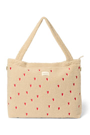 Ecru Heart Teddy Diaper Bag
