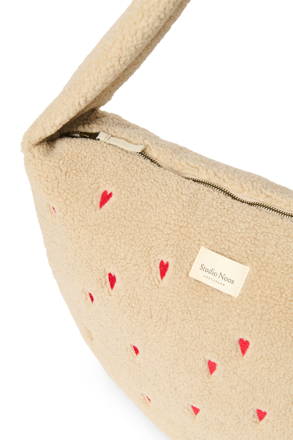 Ecru Heart Teddy Cross Body Bag