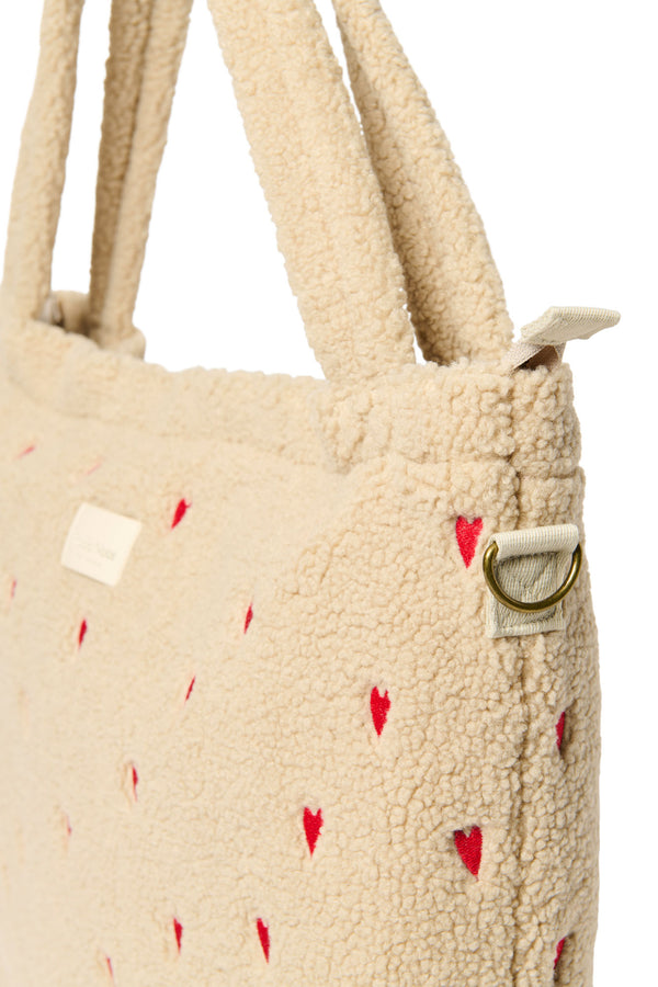 Ecru Heart Teddy Wickeltasche