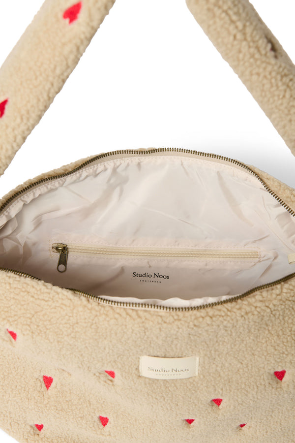 Ecru Heart Teddy Cross Body Bag