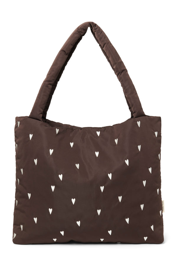 Puffy Mom Bag Brown Hearts
