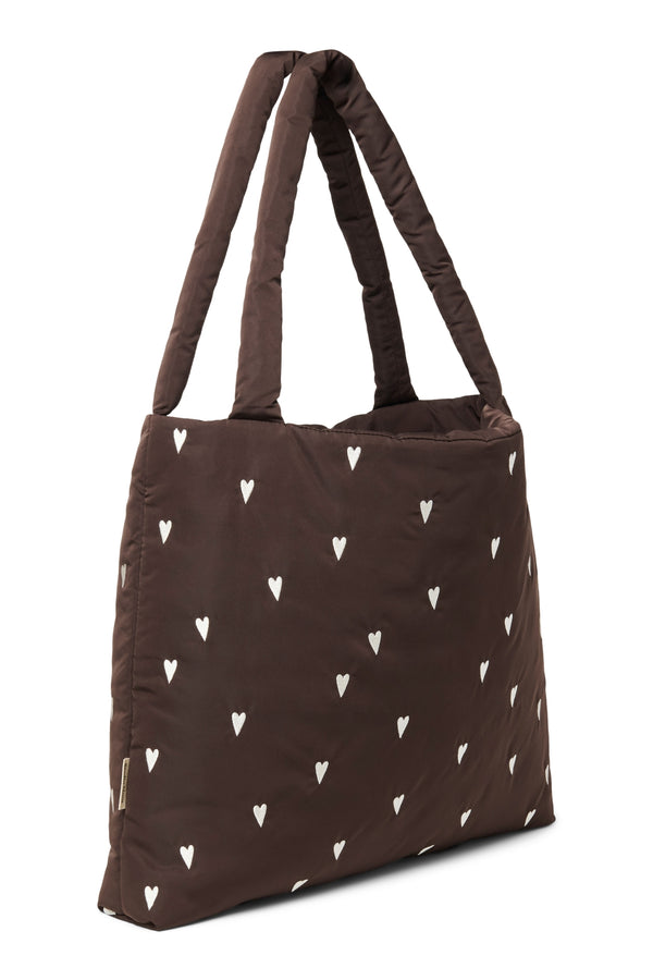 Puffy Mom Bag Brown Hearts