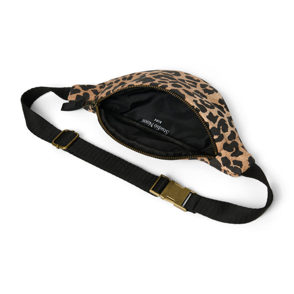 Cotton belt bag for children, brown leopard print