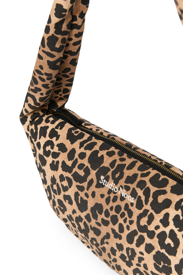 Cotton Mini Cross Body Bag Brown Leopard