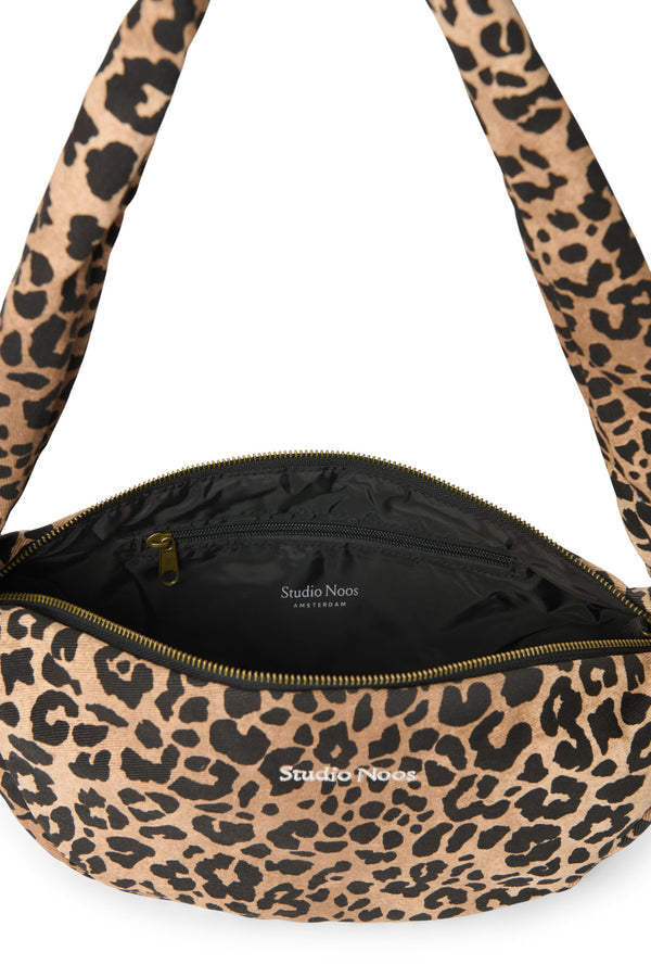 Cotton Mini Cross Body Bag Brown Leopard