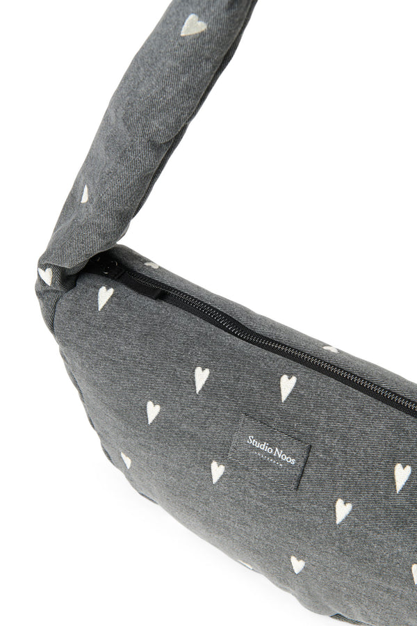 Denim Mini Cross Body Bag Gray Hearts