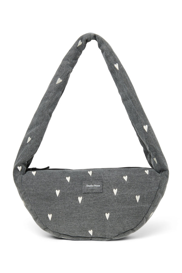 Denim Mini Cross Body Bag Gray Hearts