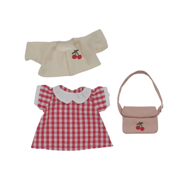 Dinkum Doll Dress Set Cherry Gingham