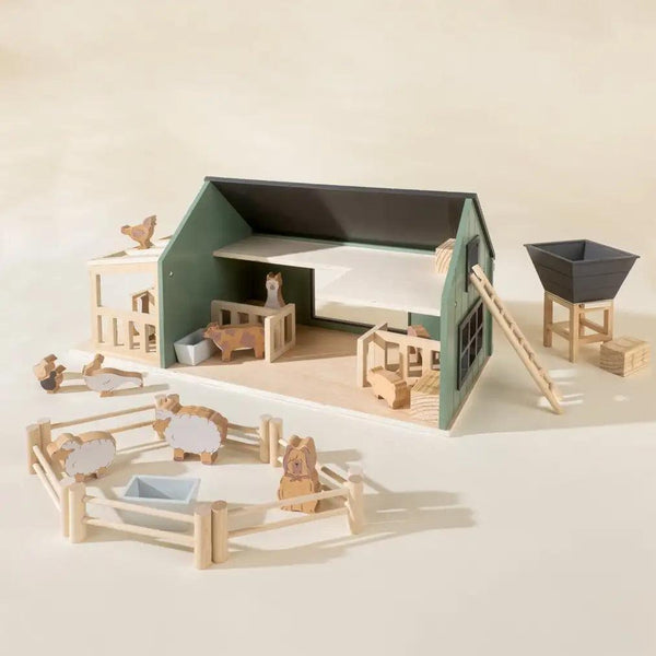 Wooden farmhouse and accessories set