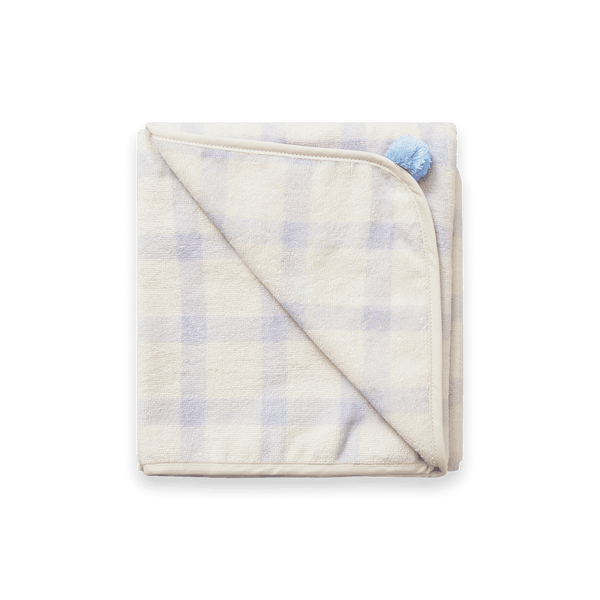 Terry Baby Bath Towel Gingham Sorrel Blue