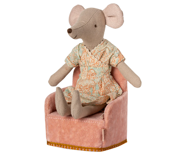 Fauteuil en velours Rose Souris