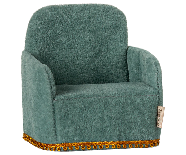 Fauteuil Velours Souris Menthe