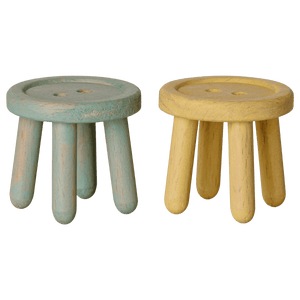 Maileg Hocker-Set Maus in Mint und Hellgelb mit Vintage-Finish