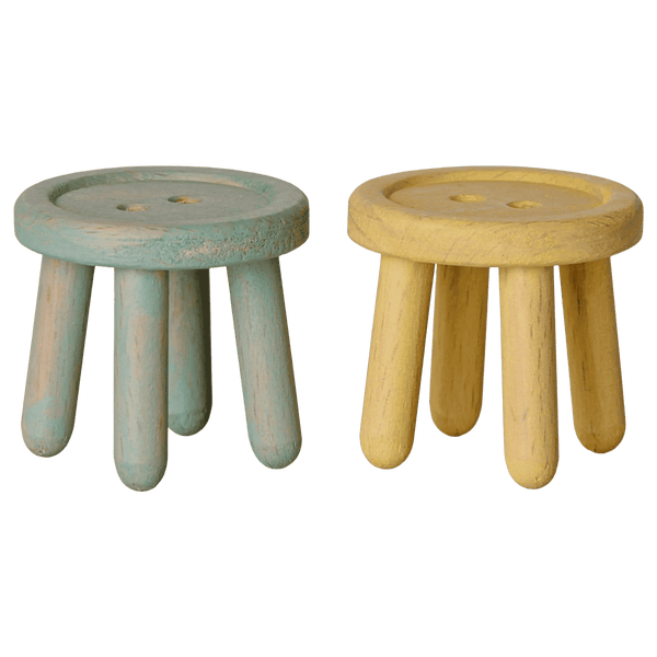 Maileg Hocker-Set Maus in Mint und Hellgelb mit Vintage-Finish