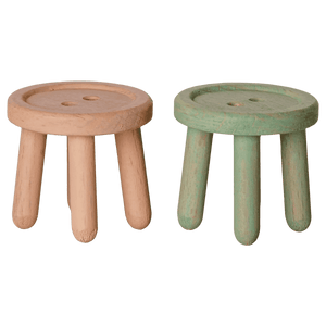Maileg Hocker-Set Maus in Hellrosa und Hellminze aus Buchenholz
