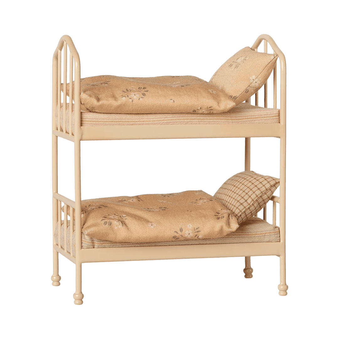 Maileg Etagenbett Maus Weizen mit Matratzen, Kissen und Decken