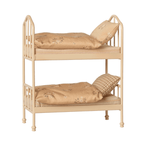 Maileg Etagenbett Maus Weizen mit Matratzen, Kissen und Decken