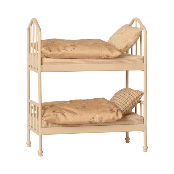 Maileg Etagenbett Maus Weizen mit Matratzen, Kissen und Decken