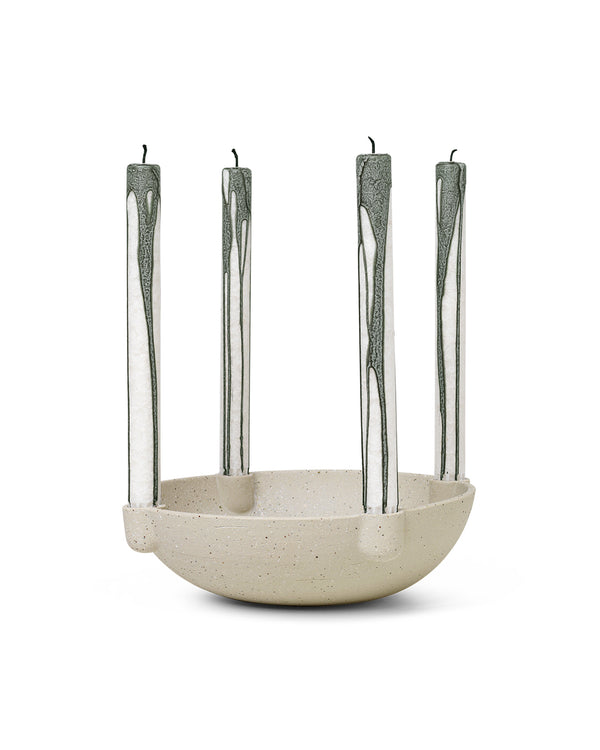 Bowl-shaped candle holder "L" Light Grey