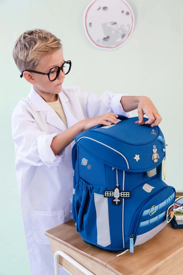 School Bag Set Slim 7-piece Unique Dark Blue