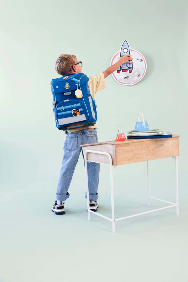 School Bag Set Slim 7-piece Unique Dark Blue