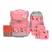 School Bag Set Slim 7-piece Unique Pink