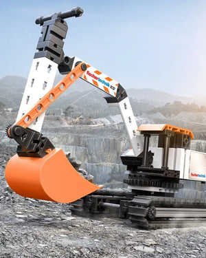 fischertechnik Bagger im Gelände beim Ausheben einer Baugrube