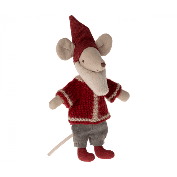 Santa Claus mouse in the gingerbread house 