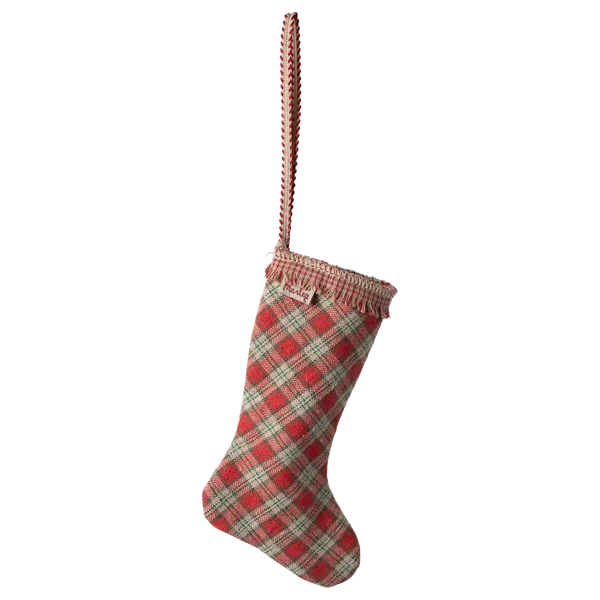 Stocking Ornament Check Red 