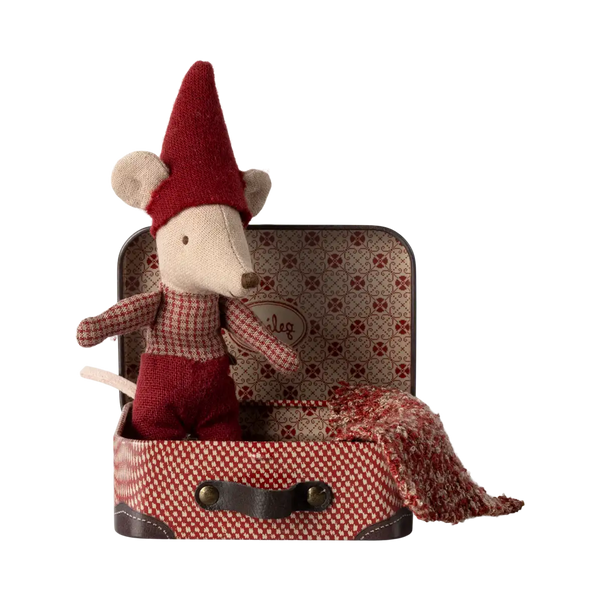 Christmas Mouse Baby in a Suitcase 