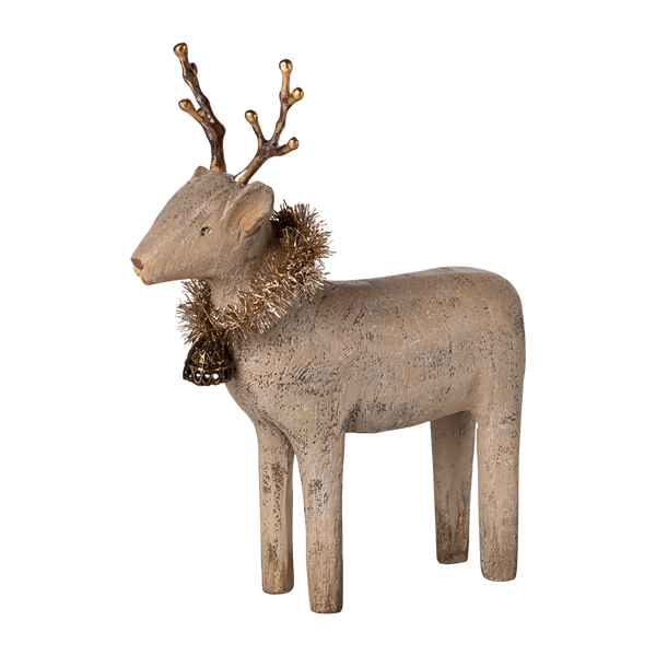 Small wooden reindeer natural 