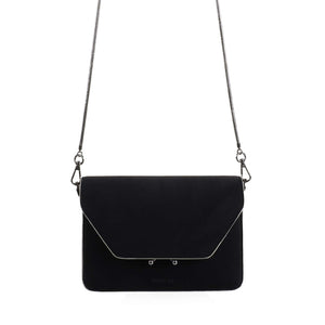 Klappe aus veganem Wildleder an der Schultertasche Club Chic Black