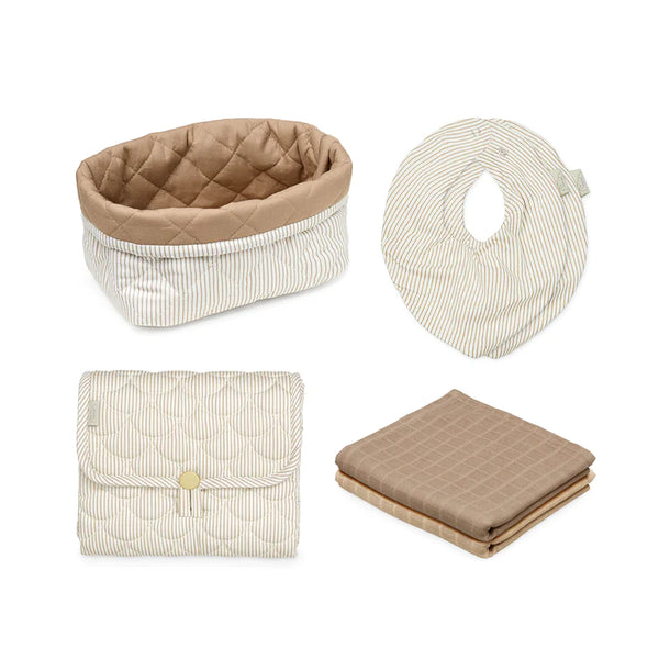 Baby gift set Classic Stripes Camel