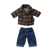 Brown checked shirt &amp; pants Papa Mouse 