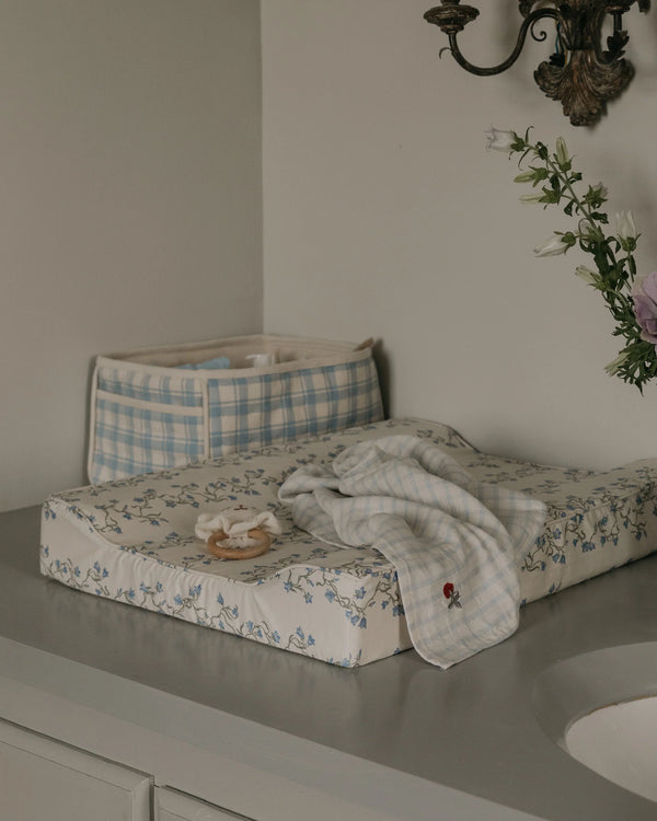 Diaper Caddy Plaid Sky Blue