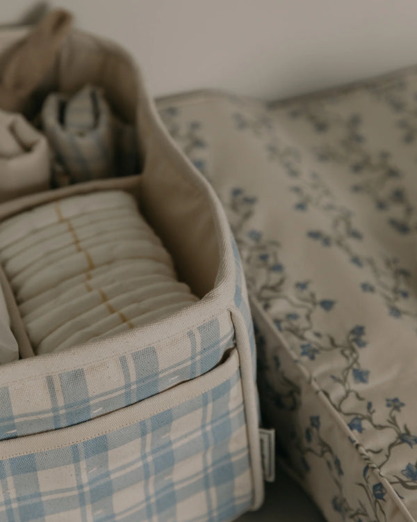 Diaper Caddy Plaid Sky Blue