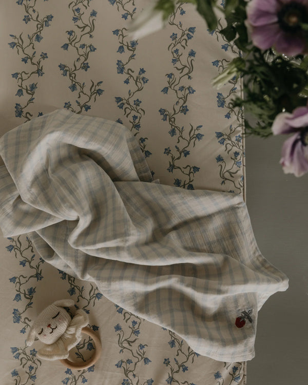 2-Pack Muslin Blanket Small Gingham Sky Blue