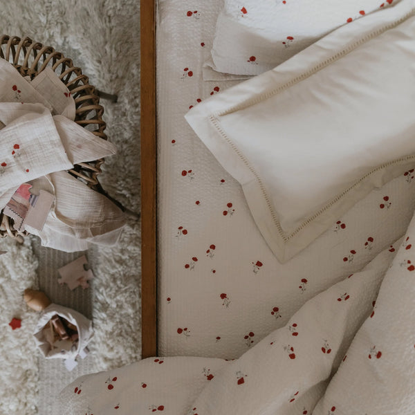 Seersucker fitted sheet Poppy