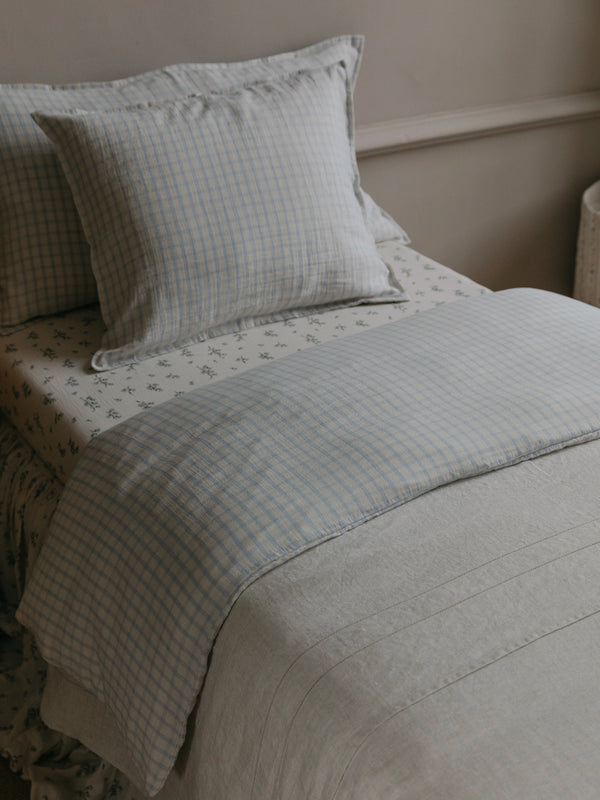 Muslin Duvet Cover Gingham Sky Blue