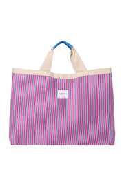 Poplin Striped Beach Bag Raspberry