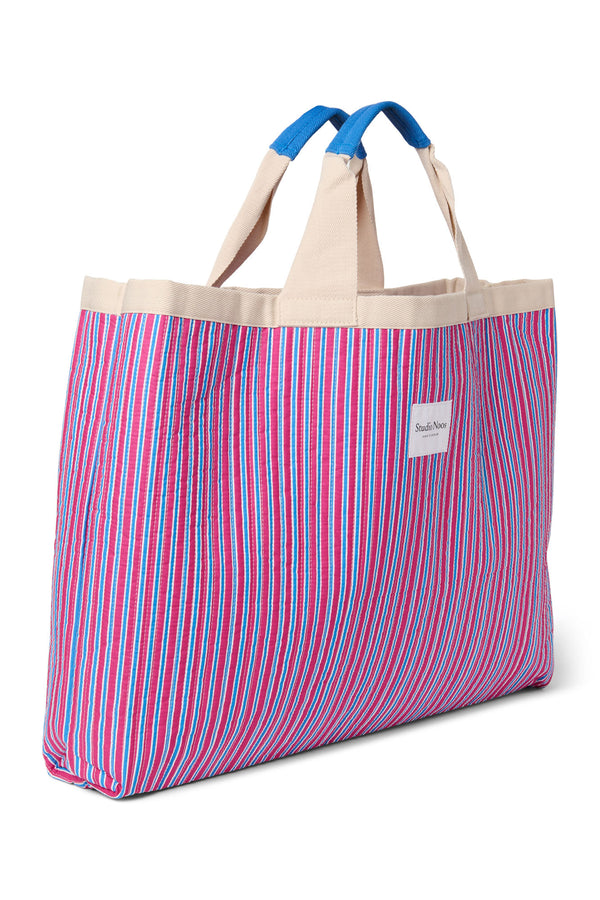 Poplin Striped Beach Bag Raspberry