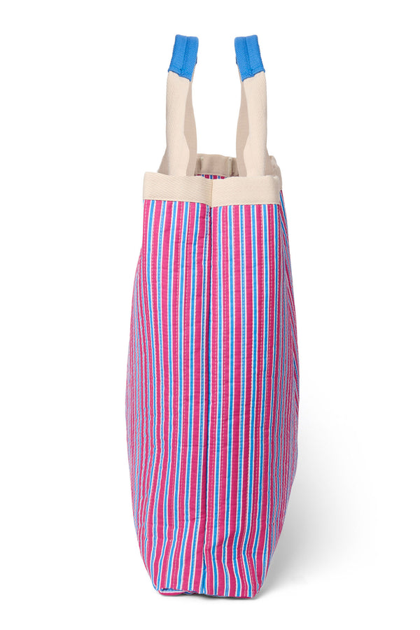 Poplin Striped Beach Bag Raspberry