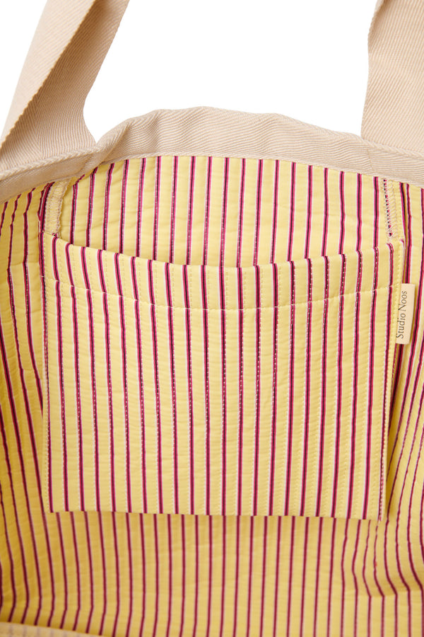 Poplin Striped Beach Bag Butter Yellow