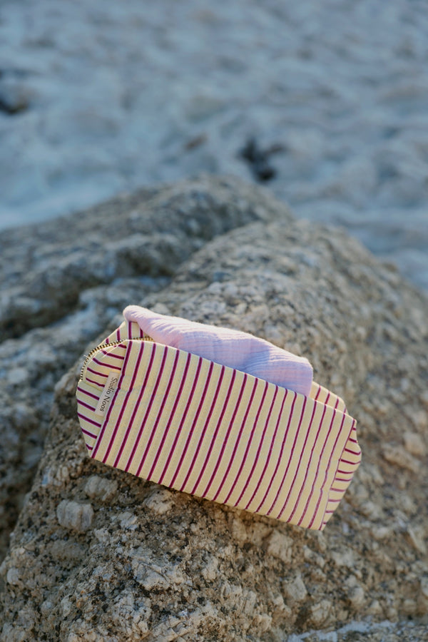Poplin Striped Toiletry Bag Butter Yellow