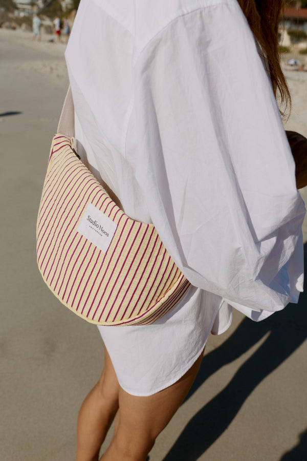 Poplin Striped Belt Bag for Adults Butter Yellow
