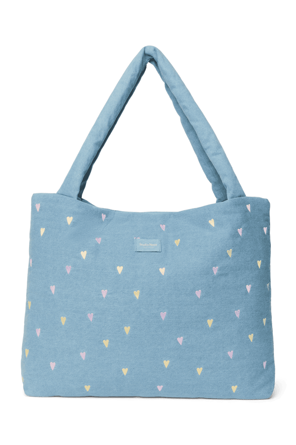 Studio Noos Denim Mom Bag Light Blue Hearts in Hellblau